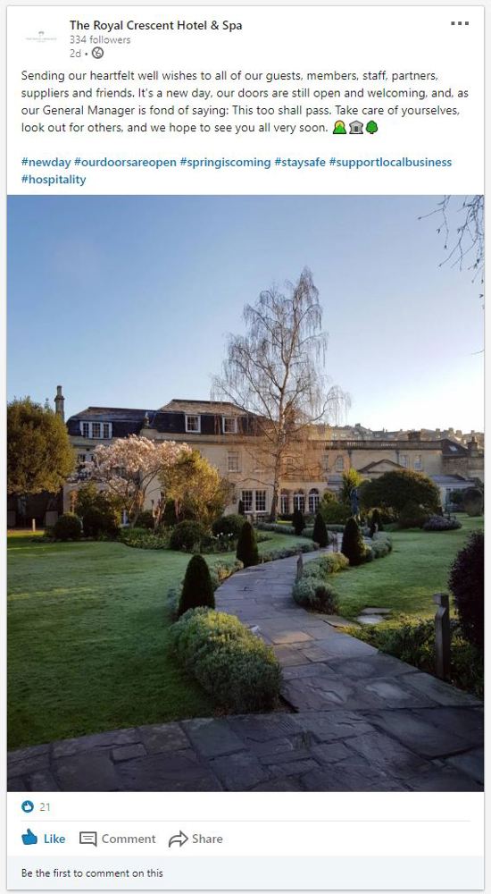 The Royal Crescent Hotel & Spa Social Media